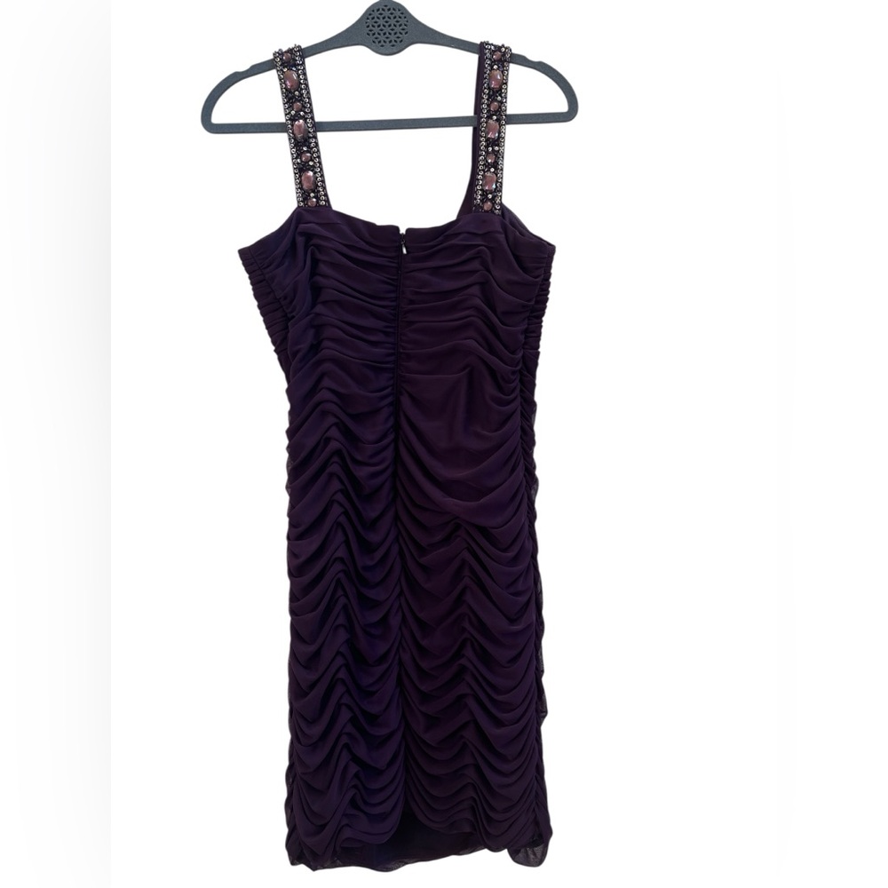 Cache Plum Ruched Jeweled Strap Cocktail Dress Bodycon Cocktal Formal Prom 12 - Picture 3 of 4